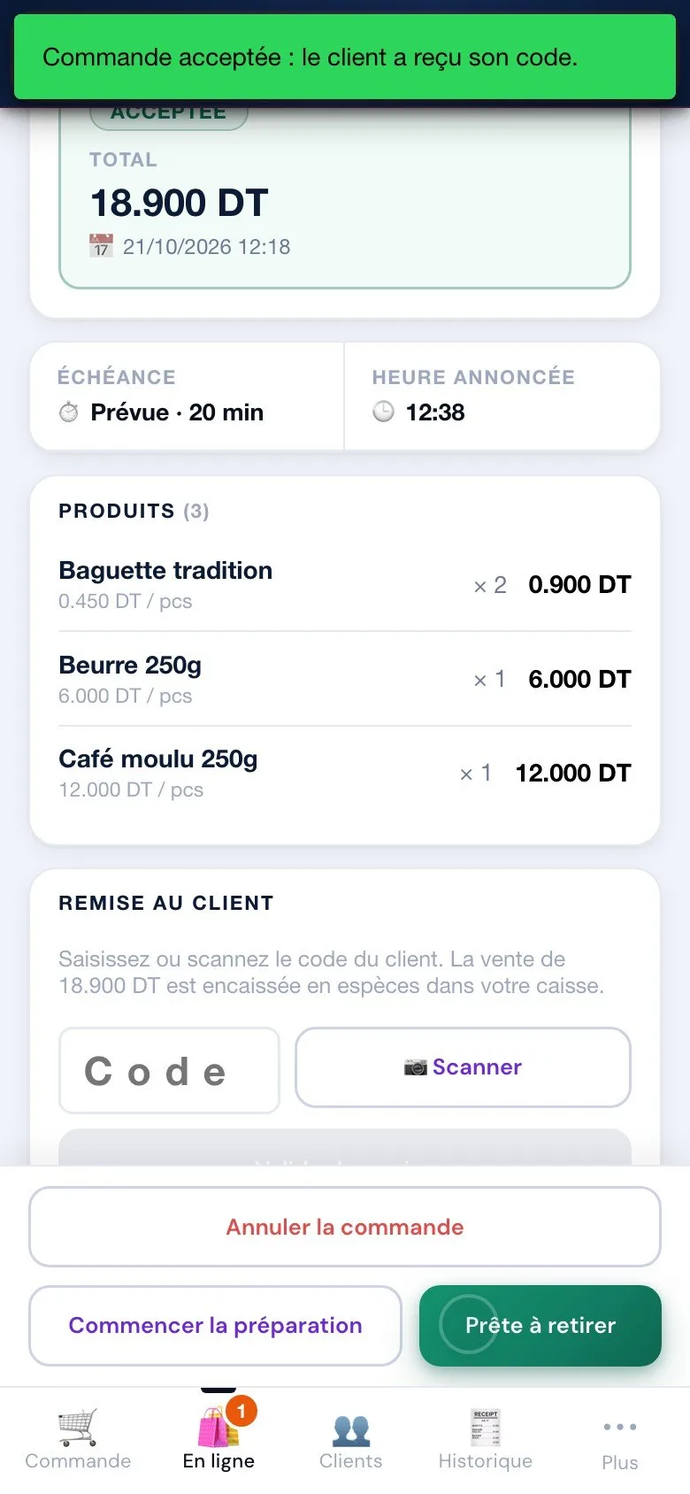 Storipo : la commande acceptée, en préparation